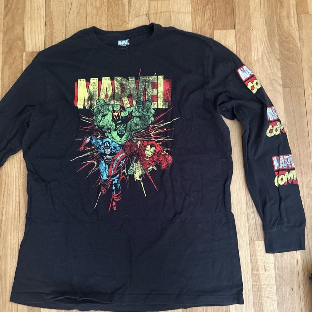 Marvel Black Graphic Long Sleeve Shirt